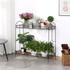 2-Tier Metal Plant Rack Plant Herbs Display Shelf Storage Rack for Patio Home