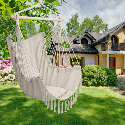 Garden Hammock Chair Hanging Swing Seat Cotton Rope Net W/ Outdoor Home Decor UK