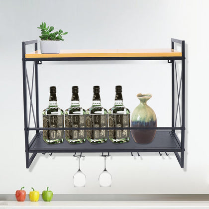 Wand Hängende Weinregal Glas Halter Rustikal Modern Wandmontage Weinregal