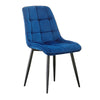 Set of 2 Blue Grey Velvet Dining Chairs Dinning Kitchen Room Metal Leg Padded