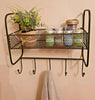 Vintage Style Black Metal Wall Shelf Unit Hooks Rack Home Storage Kitchen Decor