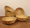 Vintage Round Baskets Set Of 10 Natural Bamboo Wicker Bread Storage Hamper Trays