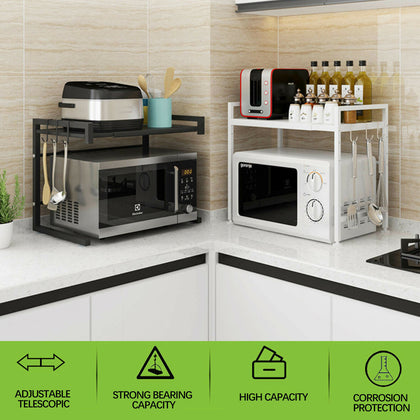 2 Tier Microwave Oven Rack Holder Kitchen Tools Storage Stand Shelf Organiser UK