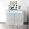 White LED Sideboard Cabinet High Gloss Cupboard Storage Furniture 2 Doors