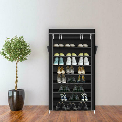 10 Tiers Shoe Rack Dustproof Cover Closet Storage Non-woven Fabric Organizer