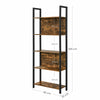 Industrial Tall Bookcase Rustic kitchen Shelving Cabinet Vintage Metal Bookshelf
