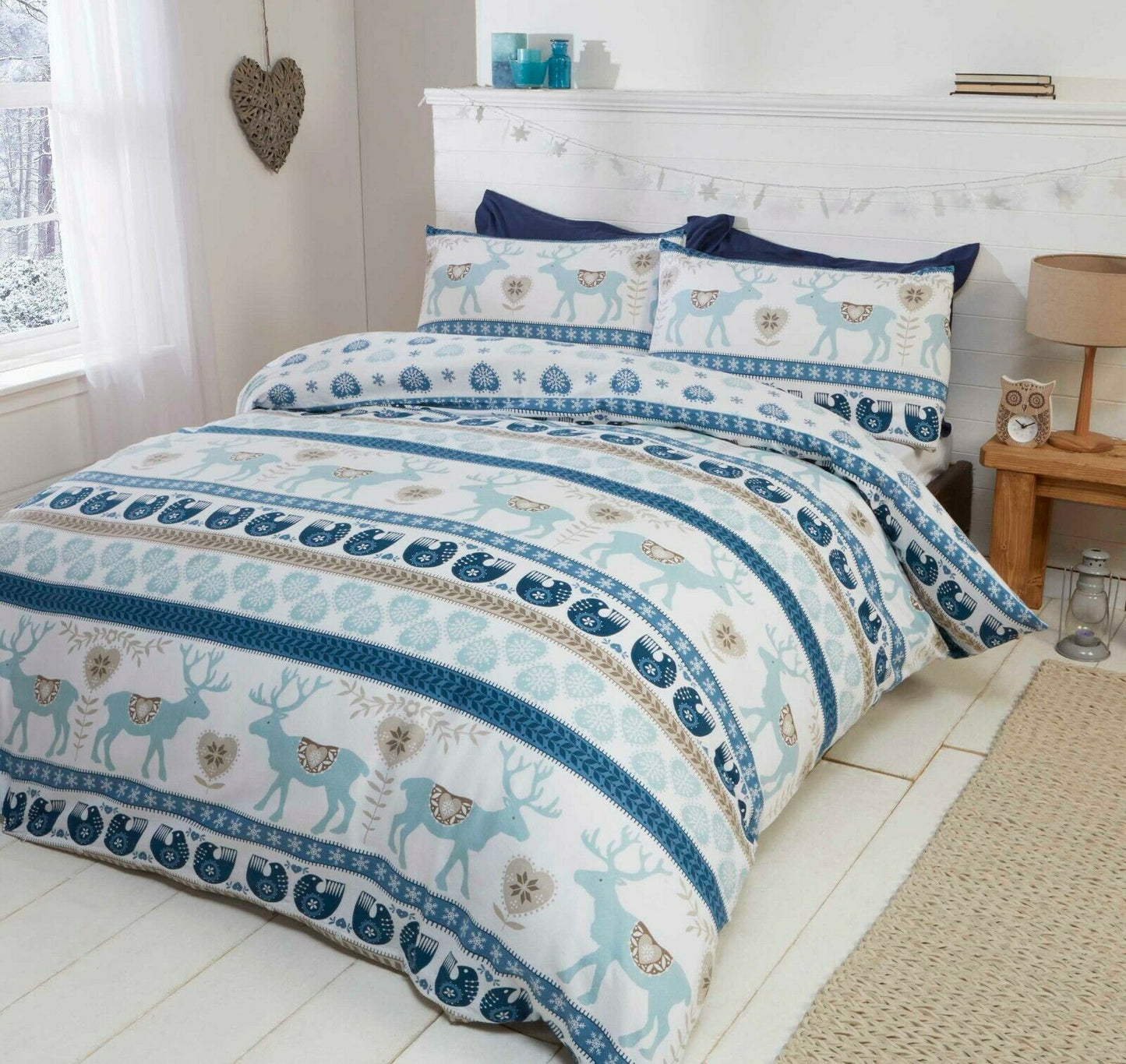 THERMAL 100% BRUSHED COTTON FLANNELETTE QUILT DUVET COVER BED SET COSY WARM SOFT
