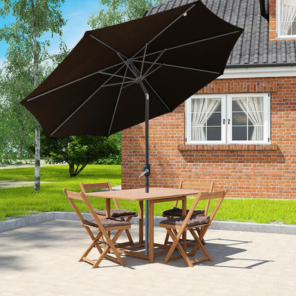 3M Outdoor Garden Parasol Patio Sun Shade Round Umbrella Crank Canopy Black
