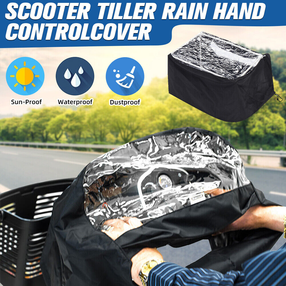Universal Mobility Scooter Control Panel Hand Tiller Rain Cover Black Dustproof Waterproof 16x14x10 Inch
