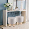 Luxury Padded Wooden Footstool Round Stool Wooden 4 Legs Living Room Bedroom UK