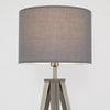 Chrome Tripod Floor Lamp Large Grey Cotton Lampshade LED Light Bulb Lighting