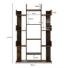 13-Shelf Industrial Bookcase Tree-Shaped Side Storage Bookshelf Display Rack