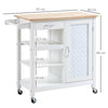 White Rolling Kitchen Island Cabinet Buffet Wheels Drawer Trolley Serving Cart