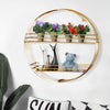 Vintage Round Shelves Metal Wall Shelf Unit Display Storage Rack Cabinet Gold UK