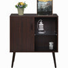 76*40*83.5cm Retro Storage Cabinet Sideboard Cupboard W/ Glass and Metal Handle