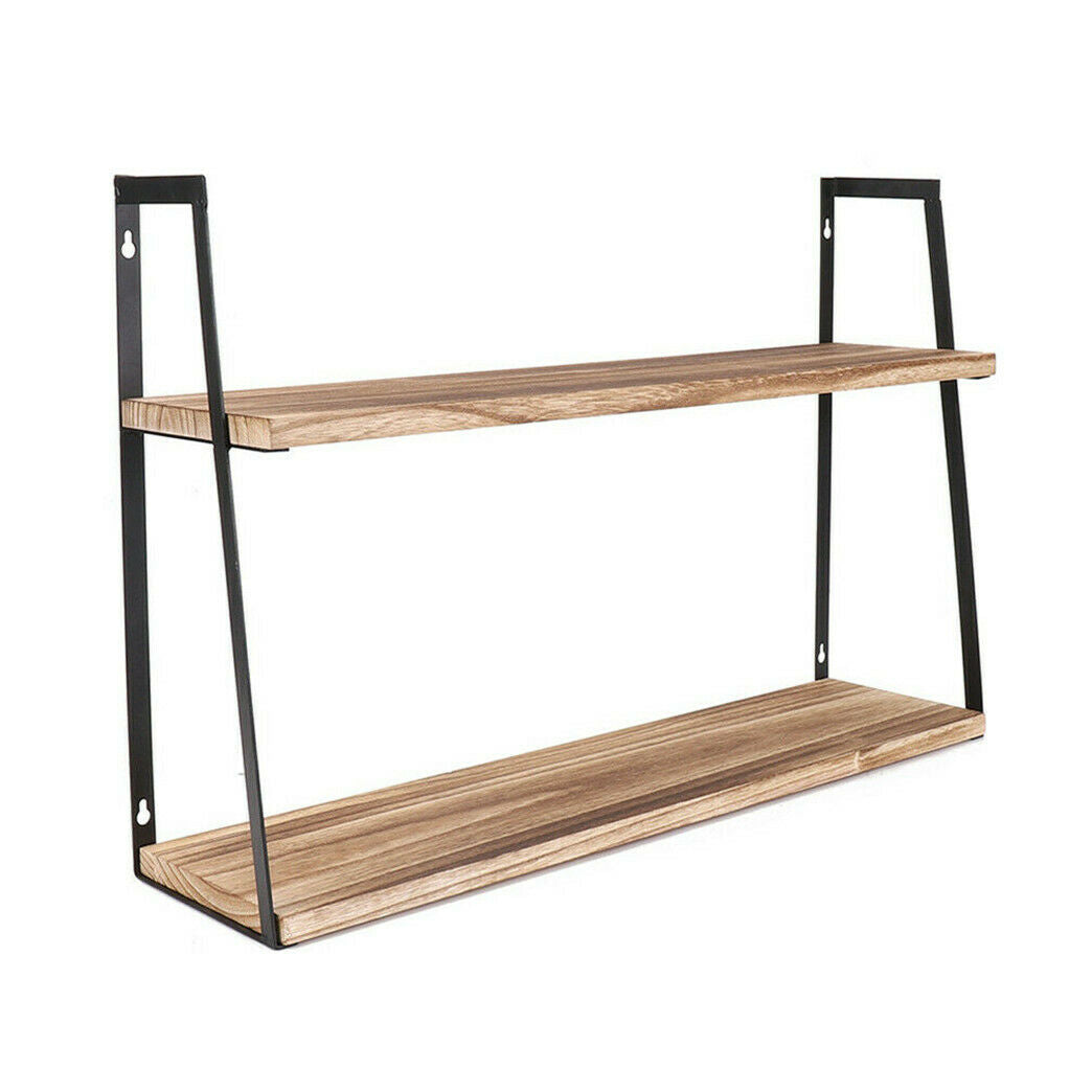 60cm Wall Mounted Wooden Wood Shelves Bookshelf for Bedroom Kitchen Bathroom 2 T