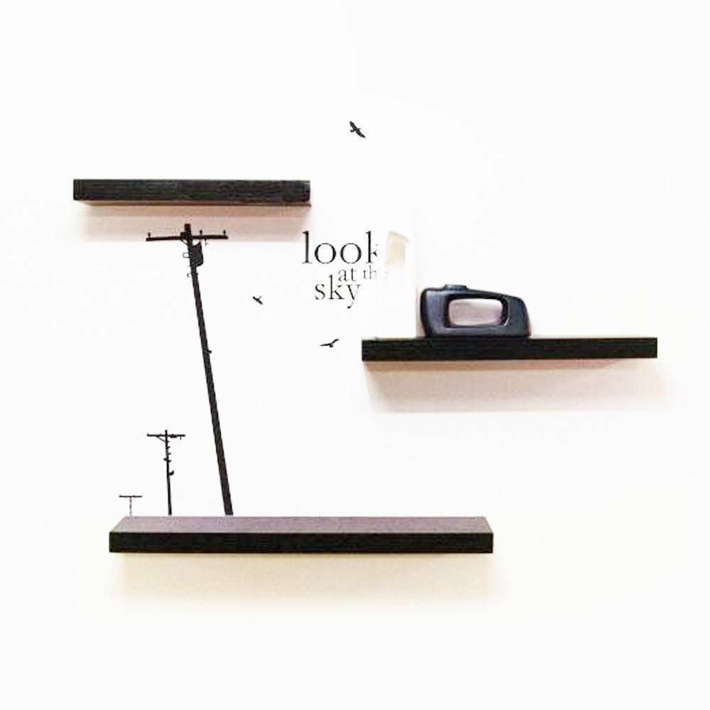 3 Pcs High Floating Wall Mounted Display Shelf Bookshelf Storage Holder-Black