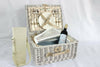 Luxury 2 or 4 Person Picnic Hamper Basket With Cooler Compt. & Bottle Cooler Bag