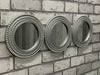 Set of 3 Round Wall Art Moroccan Mirror Art Décor Silver Wall Mounted Home Décor