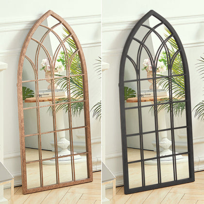 Wall Mirror Mount Decorative Long Hanging Arched Window Style Frame Decor Mirror