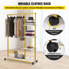 Garment Rack Clothes Rack Clothes Organizer w/ 3 Side Shelves & Wheels