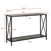 2 Tiers Console Table X-Shaped Hallway TableSide Table with Storage Shelf Black