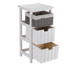 Storage Cabinet Wooden Bedside Unit Table with Wicker Basket Drawer Bathroom UK