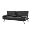 3 Seater Click-Clack Leather Fabric Sofa Bed with 2 Drink Holder Recliner Lounge