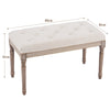 Vintage French Hallway 80cm Bench Dining Bench Seat Rubberwood & Tufted Cushion