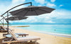 Mondeer 3M Garden Banana Parasol Cantilever Parasol Crank Handle with Solar LED