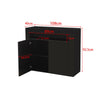Sideboard Storage Matt Body&High Gloss Doors Buffet Cupboard Cabinet w/LED Black