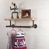 Clothes Rail Shelf Industrial Pipe Clothing Rack Wall Mounted Wooden Board Shelf