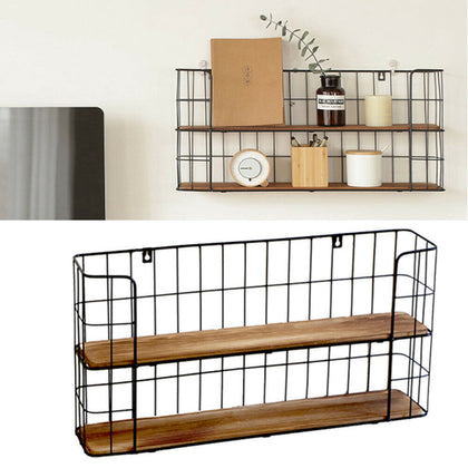 Wall Mounted Storage Display Shelf 2 Tier Organizer Rack Living Room Kitchen