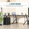 Black Corner Desk with Storage Cabinet Drawer Home Office L Shape Computer Table