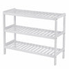 3 Tier Natural Bamboo Wooden Shoe Rack Organiser Stand Storage Shelf Unit White