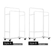 Heavy Duty Metal Garment Dual Rail Clothes Rolling Hanging Rack With Shelf Stand