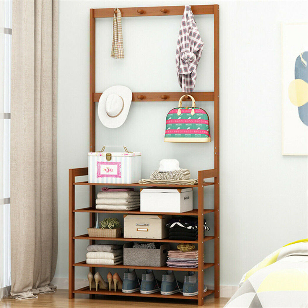 180cm Clothes Rail Hanging Rack Shelf Entryway Shoe Organizer Stand Multi Tier