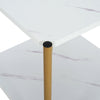 Modern Side Table Coffee Table 2 Tier Marble Effect Bedside Stand With Metal Leg