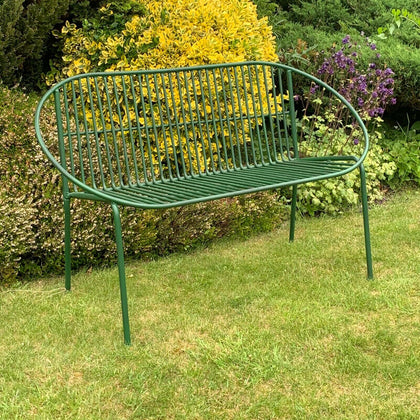 Green 2 Seater Bench Garden Furniture Outdoor Metal Seat Patio Chair