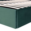 Ottoman Bed with Gas Lift up Storage Double Size Velvet Fabric Bed Frame Green