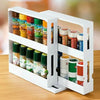 Rotating Spice Rack 2 Tier Holder Herbs Spices Jars Stand Kitchen Storage Slide