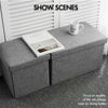 Foldable Storage Ottoman Pouffe Seat Folding Grey Linen Foot Stool Storage Stool