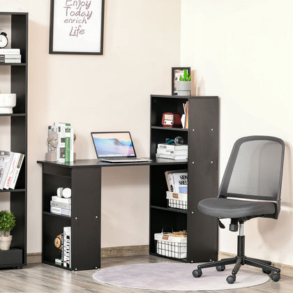 120cm Computer Desk Bookshelf Writing Table Workstation 6 Shelves Black