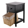 A Pair of Wooden Bedside Tables Night Stand Cabinet Storage Drawer Wicker Basket