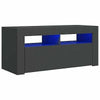Modern White TV Unit Cabinet Stand 90cm High Gloss Doors with Free LED Lights
