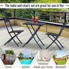 Outsunny 3PC Bistro Set Rattan Furniture Outdoor Garden Folding Chair Table