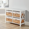 White Wooden Storage Unit 4 Drawer Chest Water Hyacinth Basket Hallway Organiser