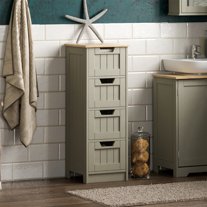 Priano Bathroom Storage Cabinet 4 Drawer Cupboard Freestanding Furniture Grey