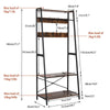 Industrial Wooden Clothes Rail Portable Scarf Cap Umbrella Hanging Garment Stand