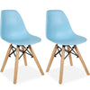 2x Eiffel Kids Children Chairs White/Pink/Blue Plastic Seat with Wooden Legs